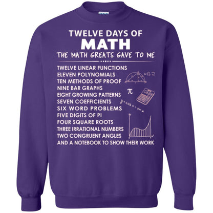 Math T-shirt Twelve Days Of Math Purple
