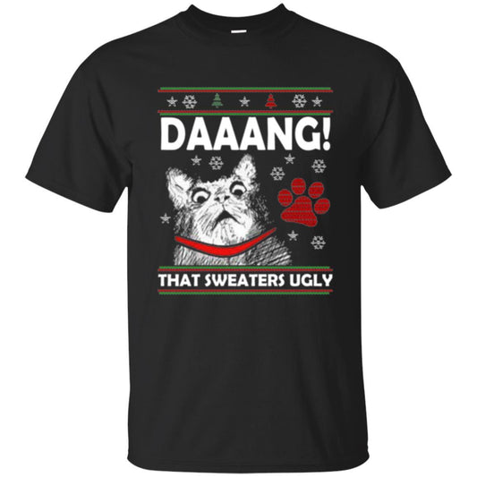 Christmas Cat T-shirt Daaang That Sweaters Ugly Black