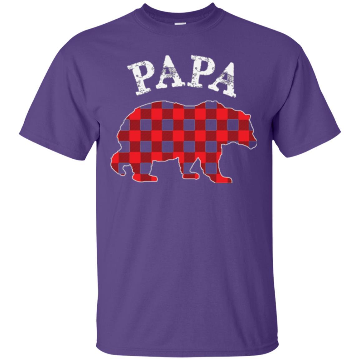 Papa T-shirt Red Plaid Papa Bear T-shirt Purple