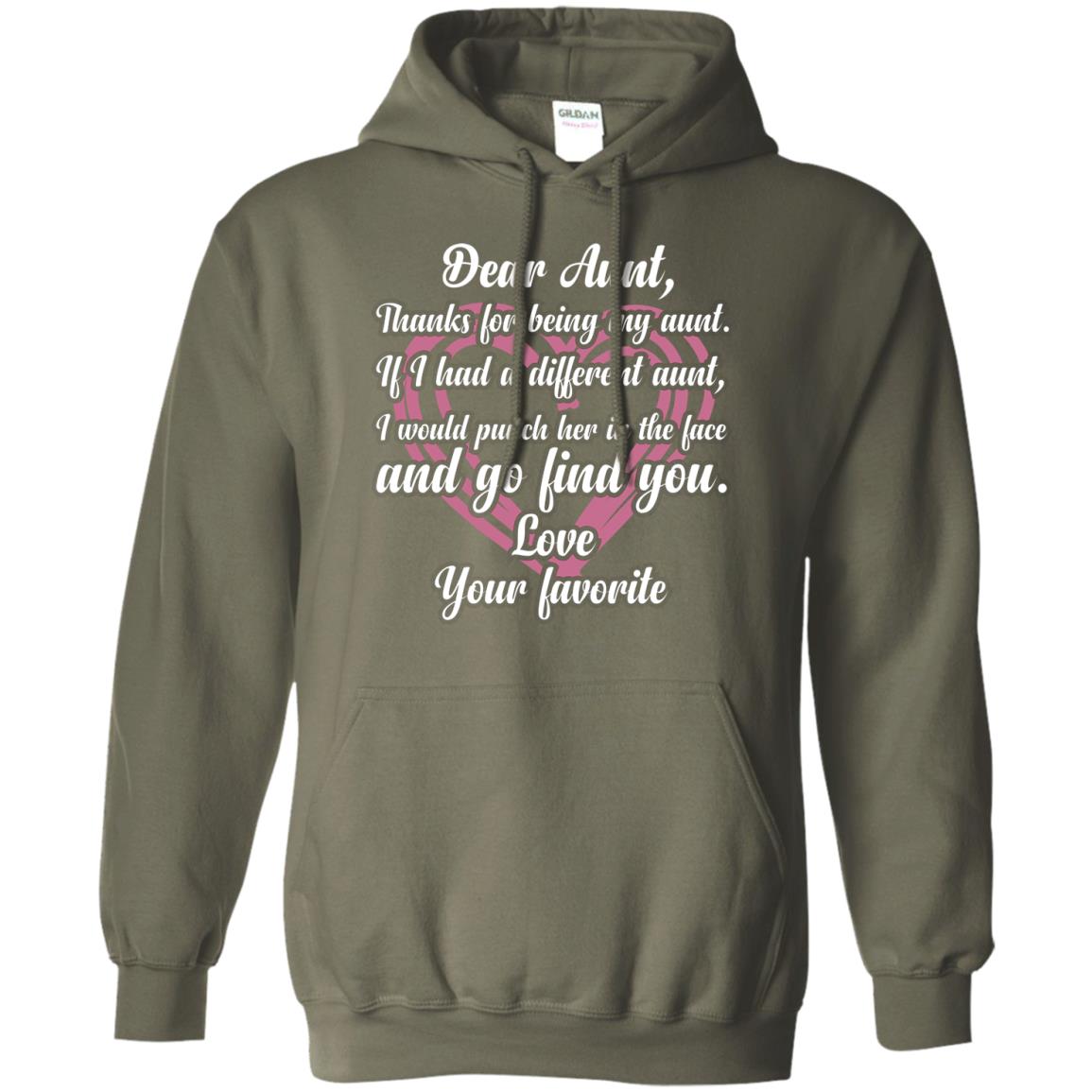 Dear Aunt Thank For Being My Aunt Family T-shirt Military Green