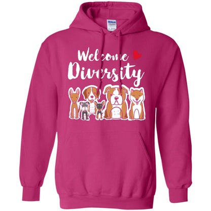 Dog Lover T-shirt Welcome Diversity Heliconia