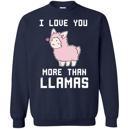 I Love You More Than Llamas Valentines Day Shirt Navy