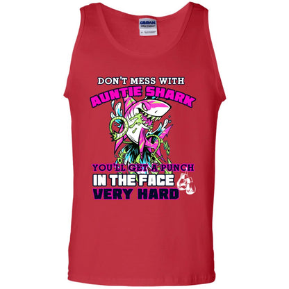 Don't Mess With Auntie Shark You'll Get A Punch In The Face Very Hard Family Shark Shirt Red