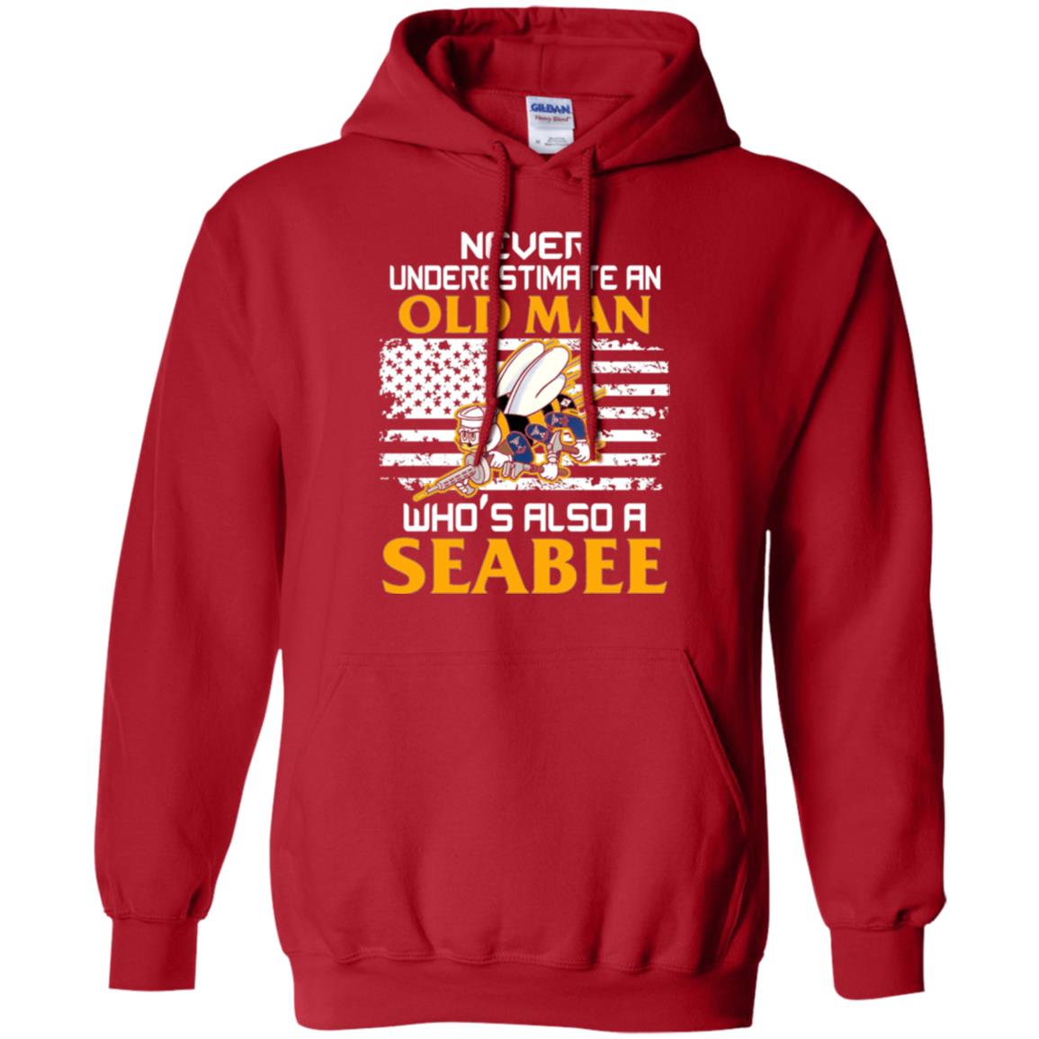 Navy Seabee Veteran T-shirt Never Underestimate An Old Man Red