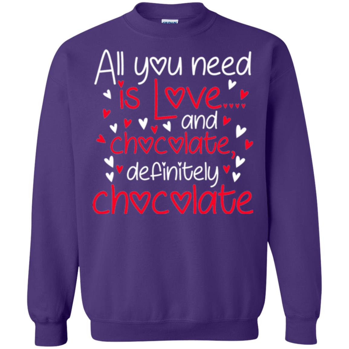 Valentines Day T-shirt All You Need Love And Chocolate Purple