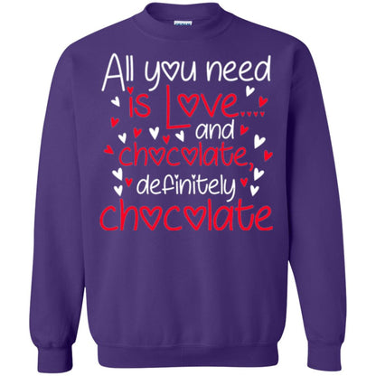 Valentines Day T-shirt All You Need Love And Chocolate Purple