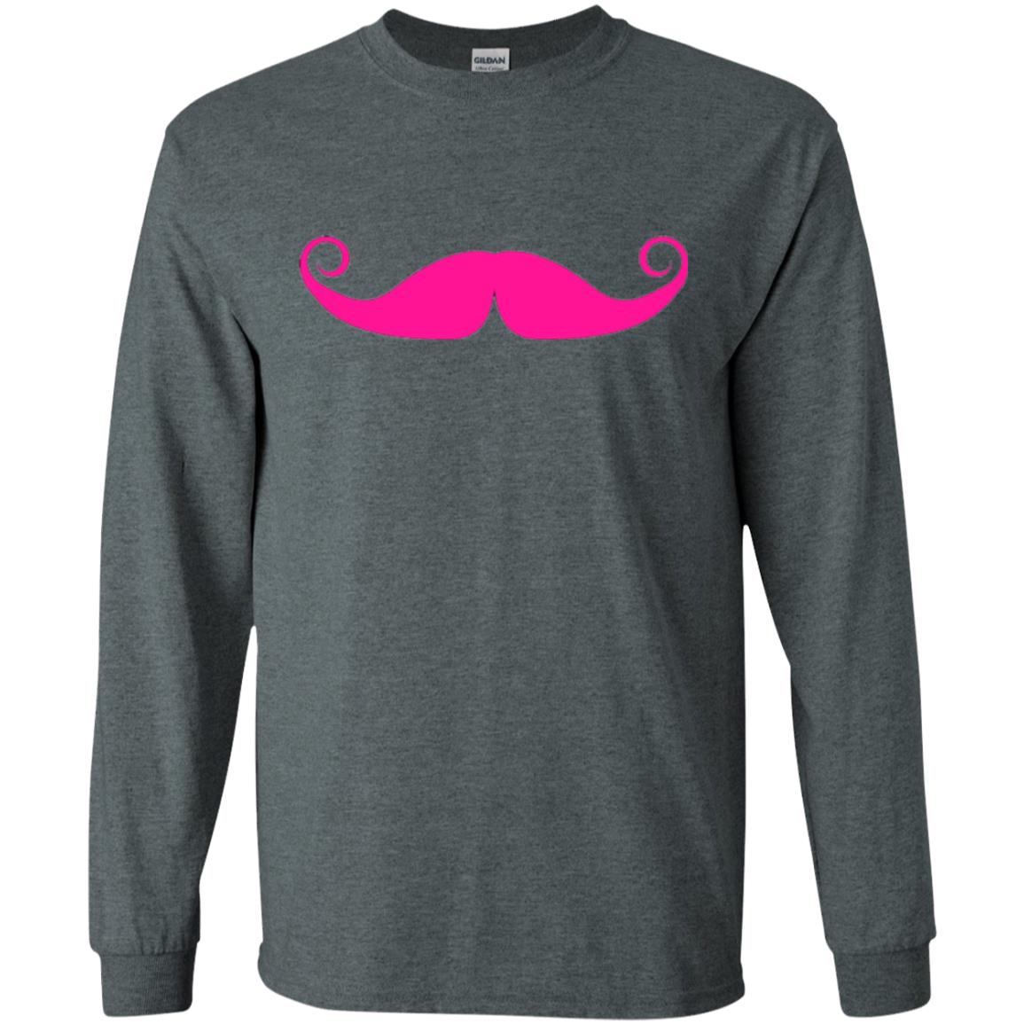 Pink Mustache T-shirt Funny Gift For Men Dark Heather