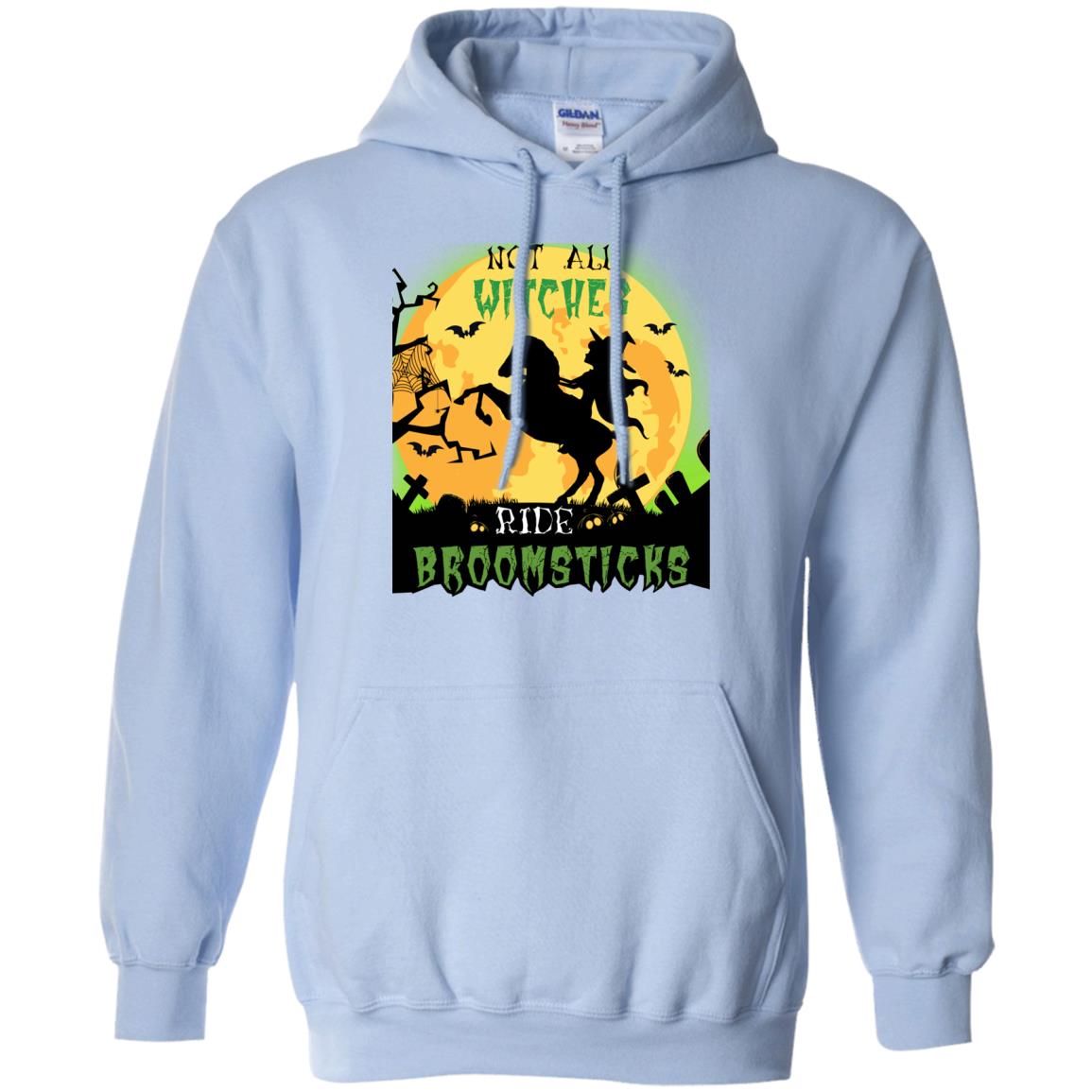 Not All Witches Ride Broomsticks Witches Ride A Horse Funny Halloween Shirt Light Blue