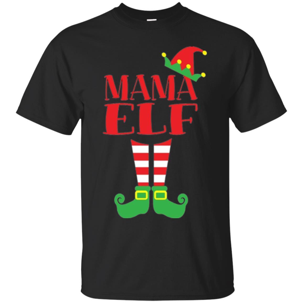 Family Christmas T-shirt Mama Elf T-shirt Black