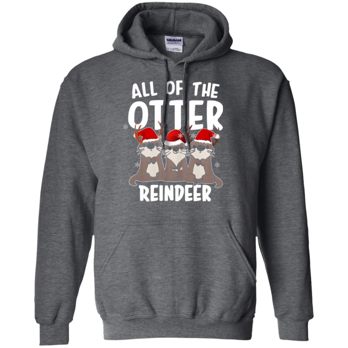 Christmas T-shirt All Of The Otter Reindeer Dark Heather