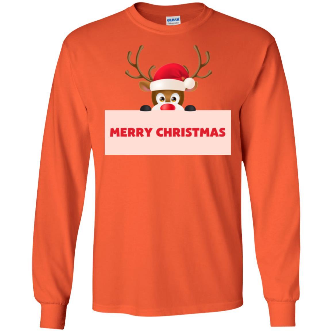 Christmas T-shirt Reindeer Merry Christmas T-shirt Orange