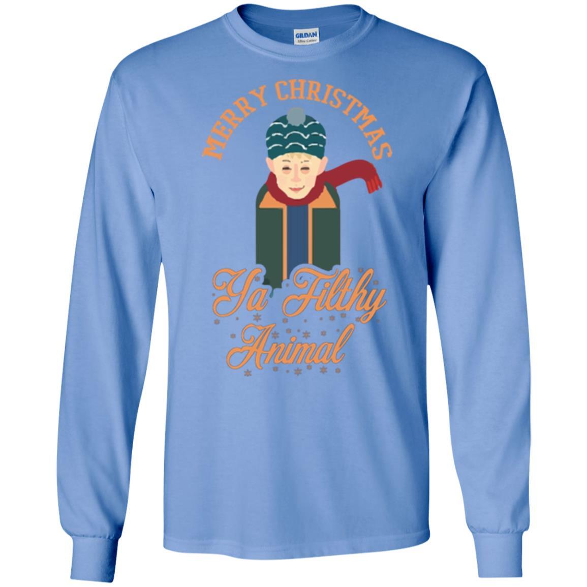 Christmas T-shirt Merry Christmas Ya Filthy Animal Carolina Blue