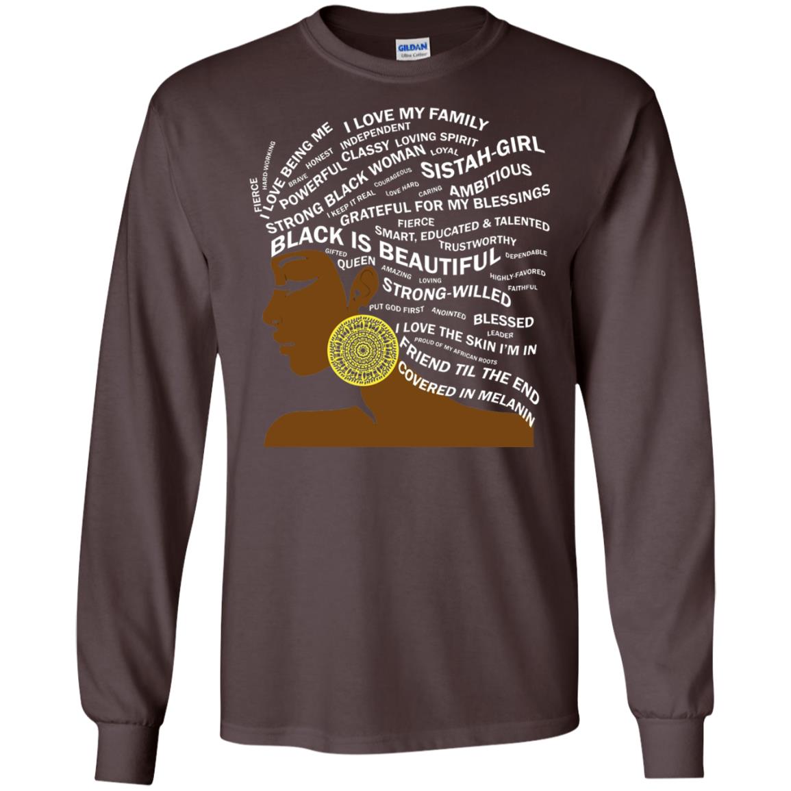 Black Is Beautiful Black History Month Word Art T-shirt Dark Chocolate