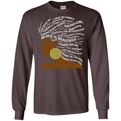 Black Is Beautiful Black History Month Word Art T-shirt Dark Chocolate