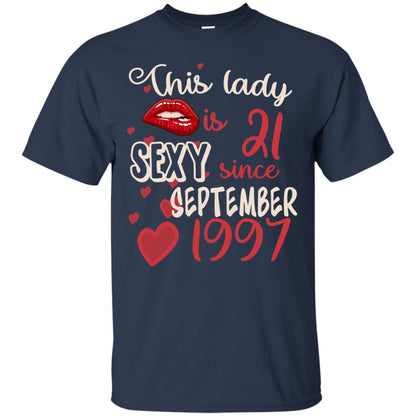 This Lady Is 21 Sexy Since September 1997 21st Birthday Shirt For September Womens Navy