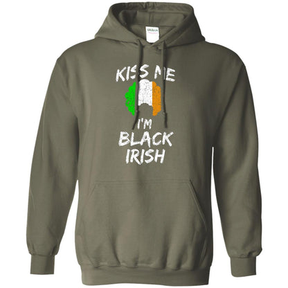 Kiss Me I_m Black Irish Funny St Patrick_s Day T-shirt Military Green