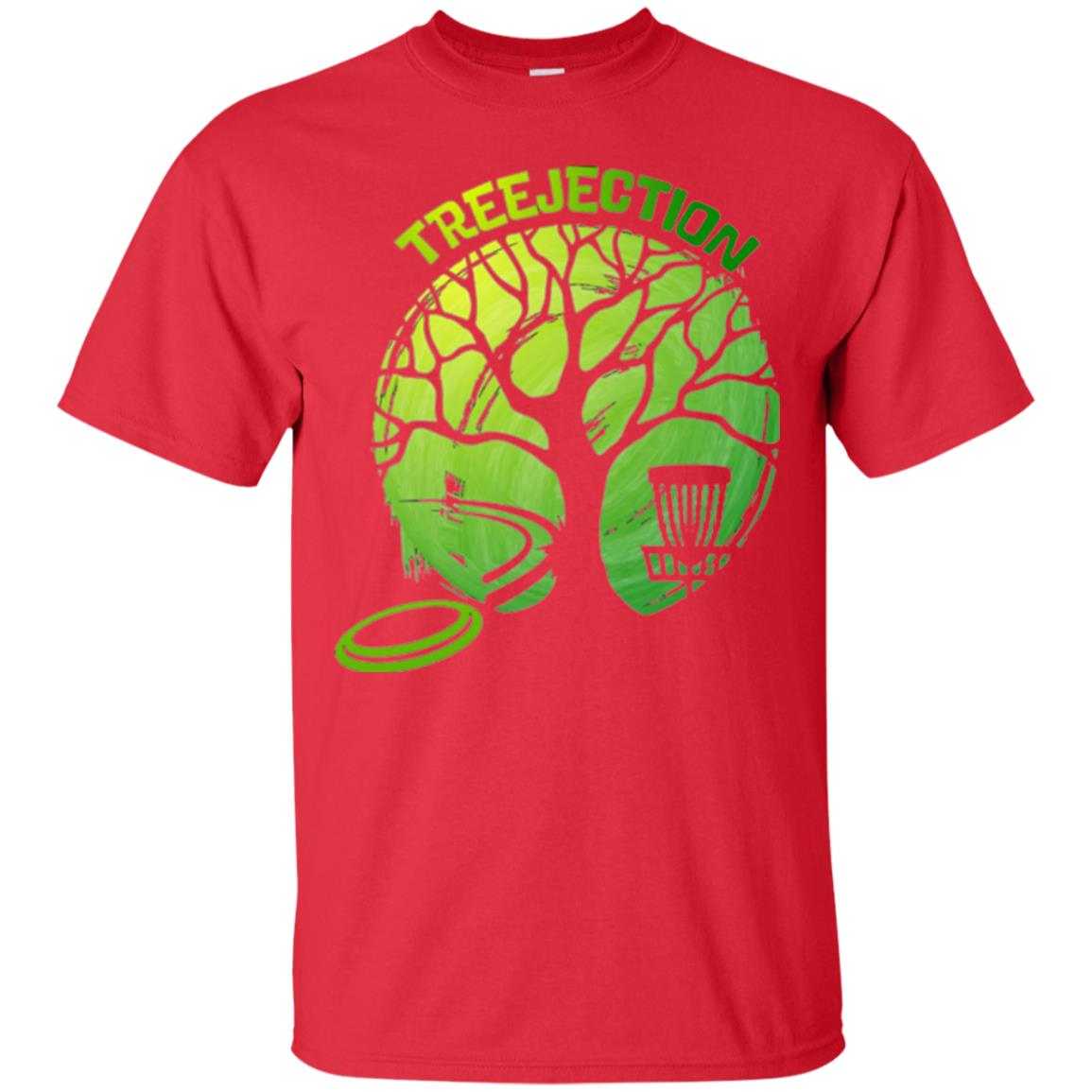 Funny Disc Golf T-shirt Treejection Red
