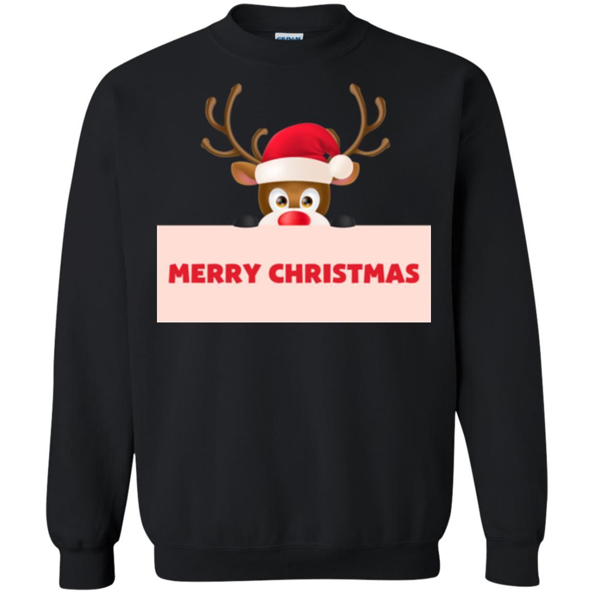 Christmas T-shirt Reindeer Merry Christmas T-shirt Black