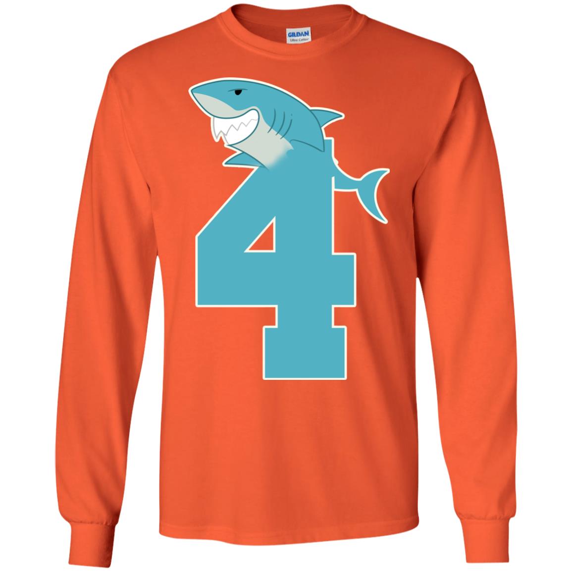 4th Birthday Shark Party Shirt Orange