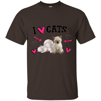Cat Lover T-shirt I Love Cats Dark Chocolate