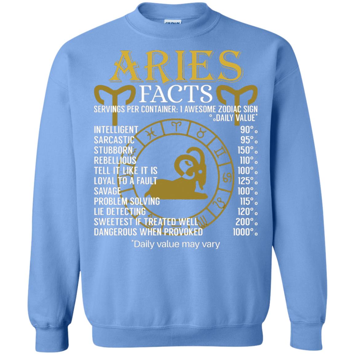 Aries Facts Zodiac Sign T-shirt Carolina Blue