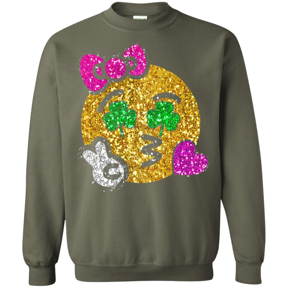Emoji Kiss Heart Princess St. Patrick_s Day T-shirt Military Green