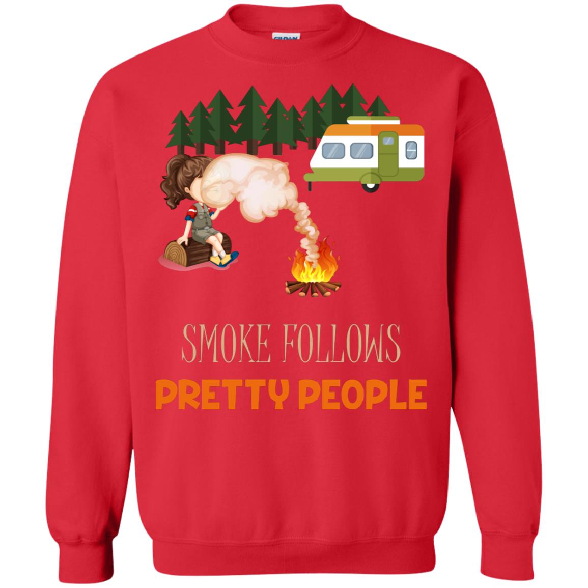 Smoke Follows Pretty People Camping Bbq Gift Shirt Red