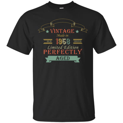 Vintage Made In Old 1958 Original Limited Edition Perfectly Aged 60th Birthday T-shirt Black