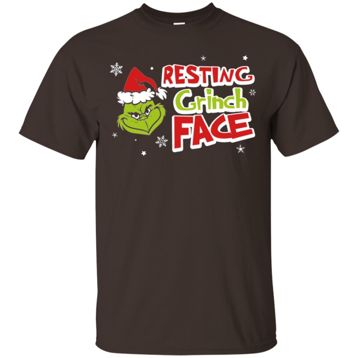 Christmas T-shirt Resting Grinch Face Dark Chocolate