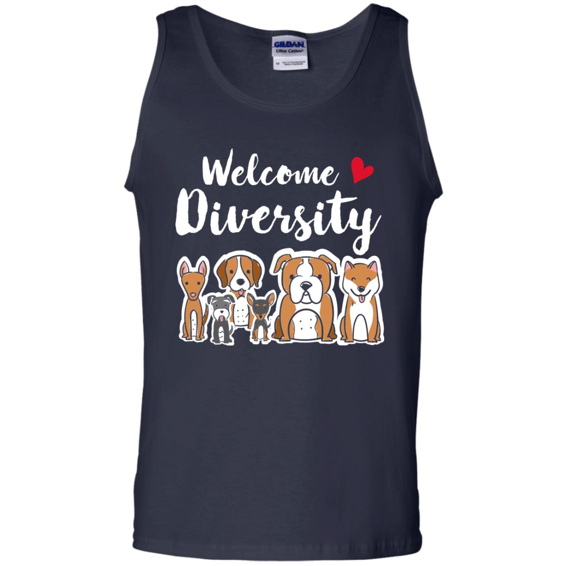 Dog Lover T-shirt Welcome Diversity Navy