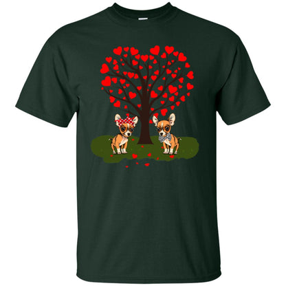 Valentine Chihuahua Couple Heart Tree Shirt Forest