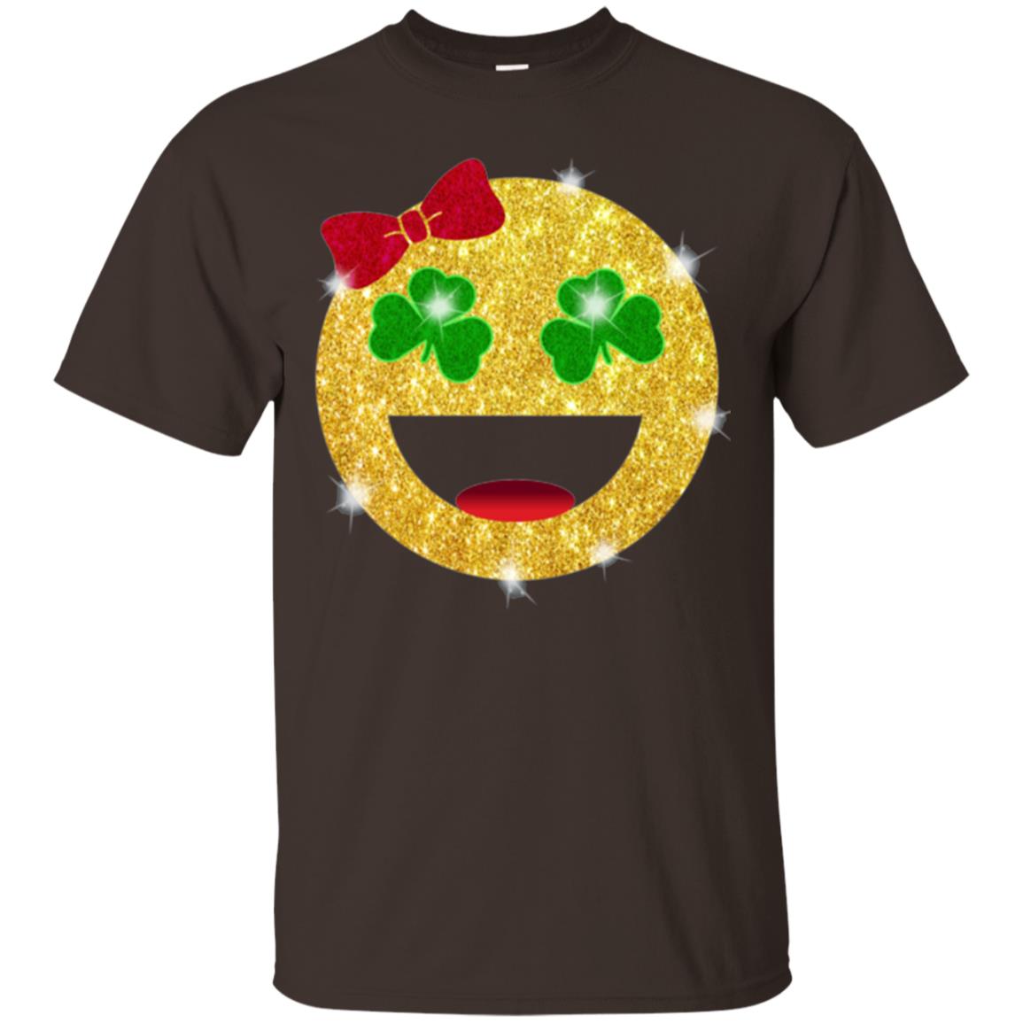 Happy Gold Blink Emoji Saint Patrick's Day T-shirt Dark Chocolate