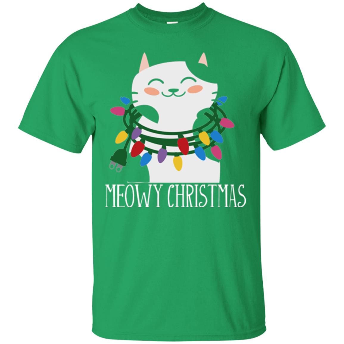 Meowy Christmas Holiday T-shirt Irish Green