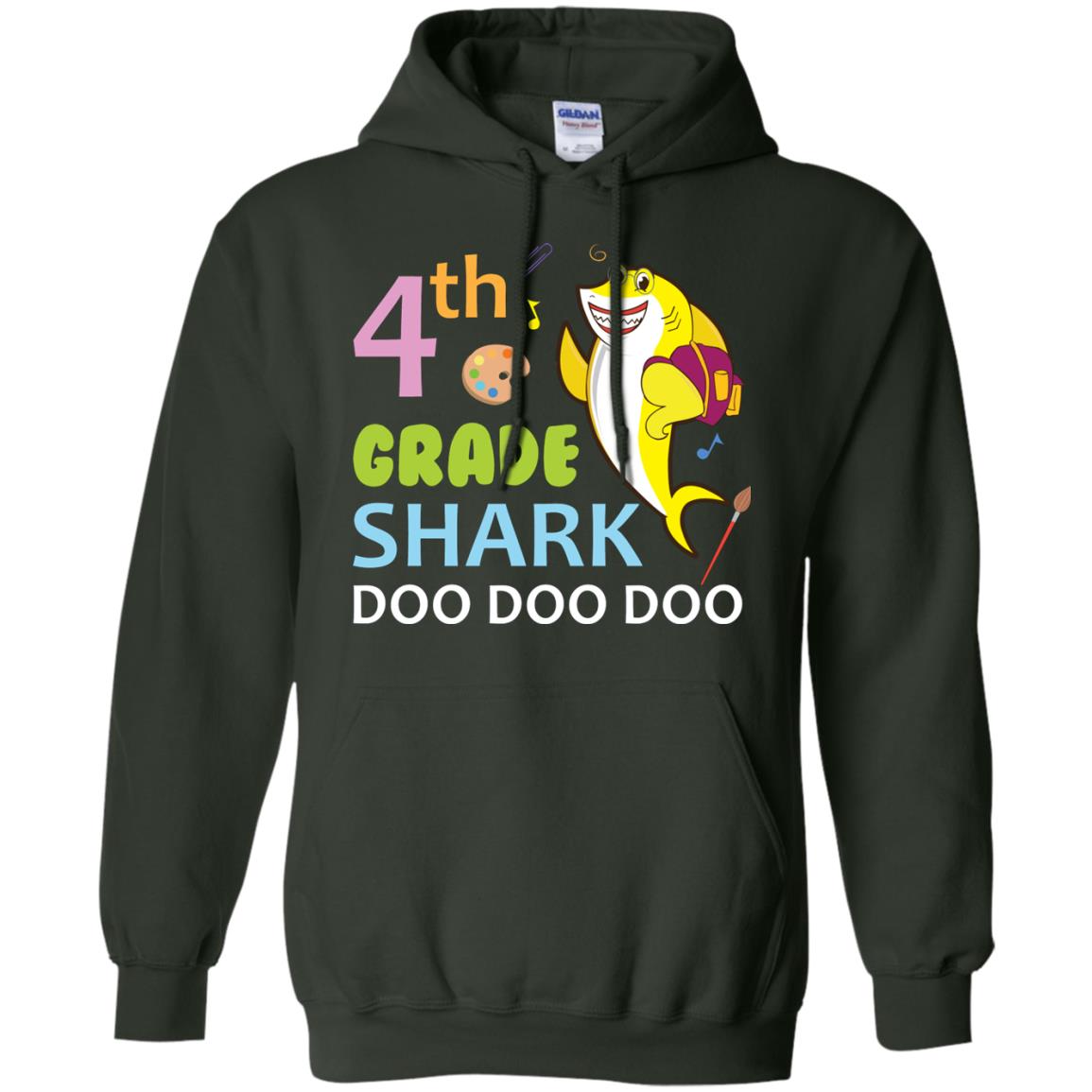 4th Grade Shark Doo Doo Doo Back To School T-shirt Forest Green