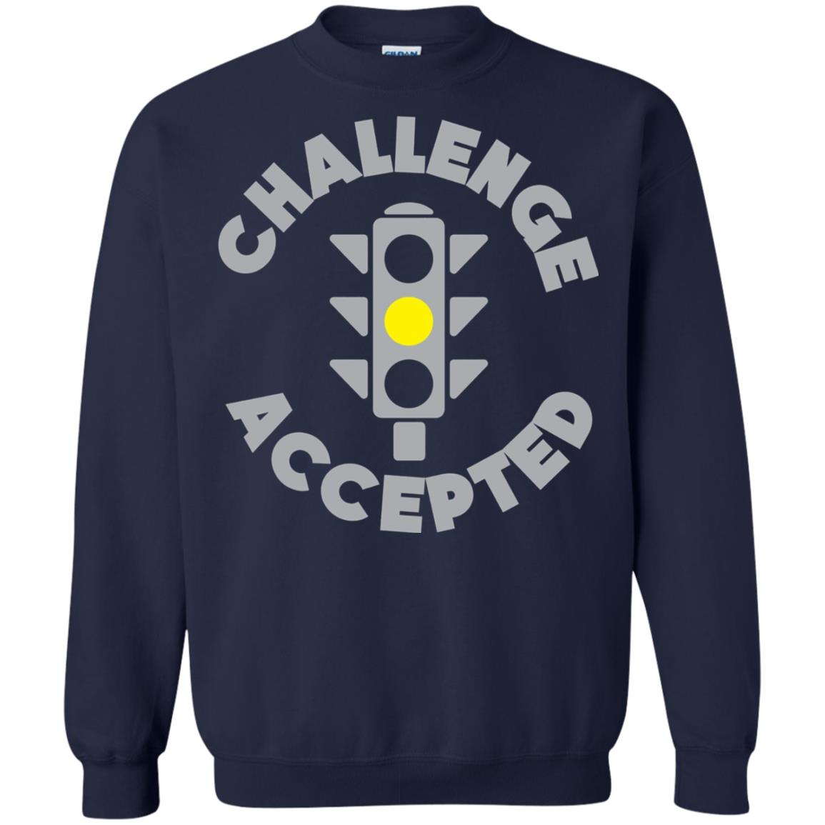 Funny Racing T-shirt Challenge Accepted Yellow Light Car Navy