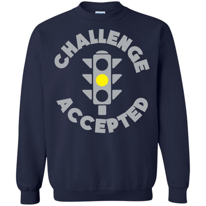 Funny Racing T-shirt Challenge Accepted Yellow Light Car Navy