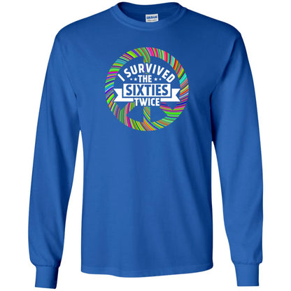 I Survived The Sixties Twice Peace Symbol Birthday Gift Shirt Royal