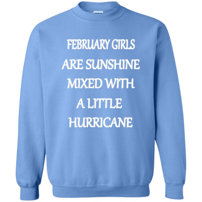 February Girls Are Sunshine Mixed With A Little Hurricane T-shirt Carolina Blue