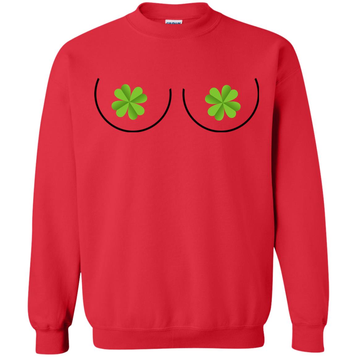 Shamrocks Breast Saint Patrick_s Day T-shirt Red