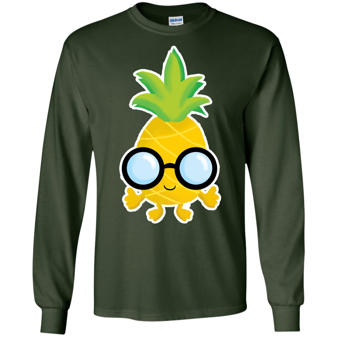 Funny Pineapple With Glasses For Boys Mens Shirt Forest Green