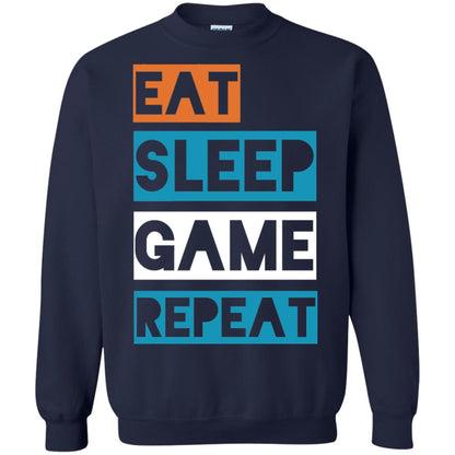 Eat Sleep Game Repeat Video Gamer Player T-shirt Navy