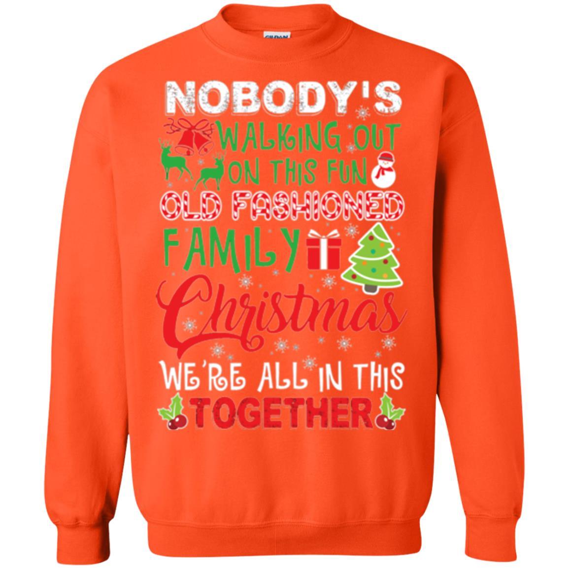 Family Christmas T-shirt We're All In This Together Orange