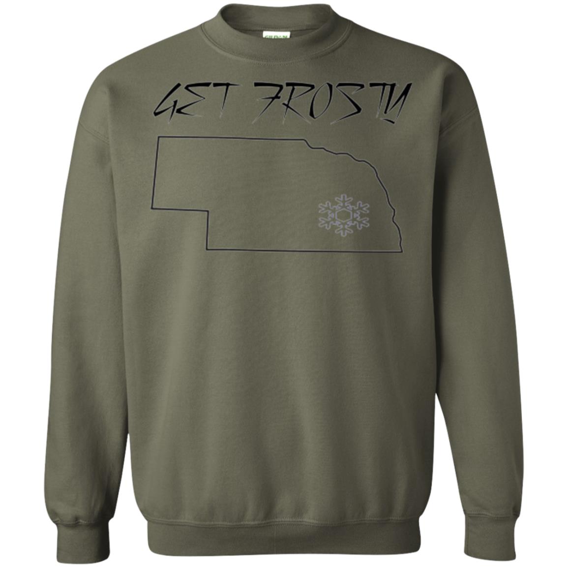Christmas T-shirt Get Frosty Nebraska Football Military Green