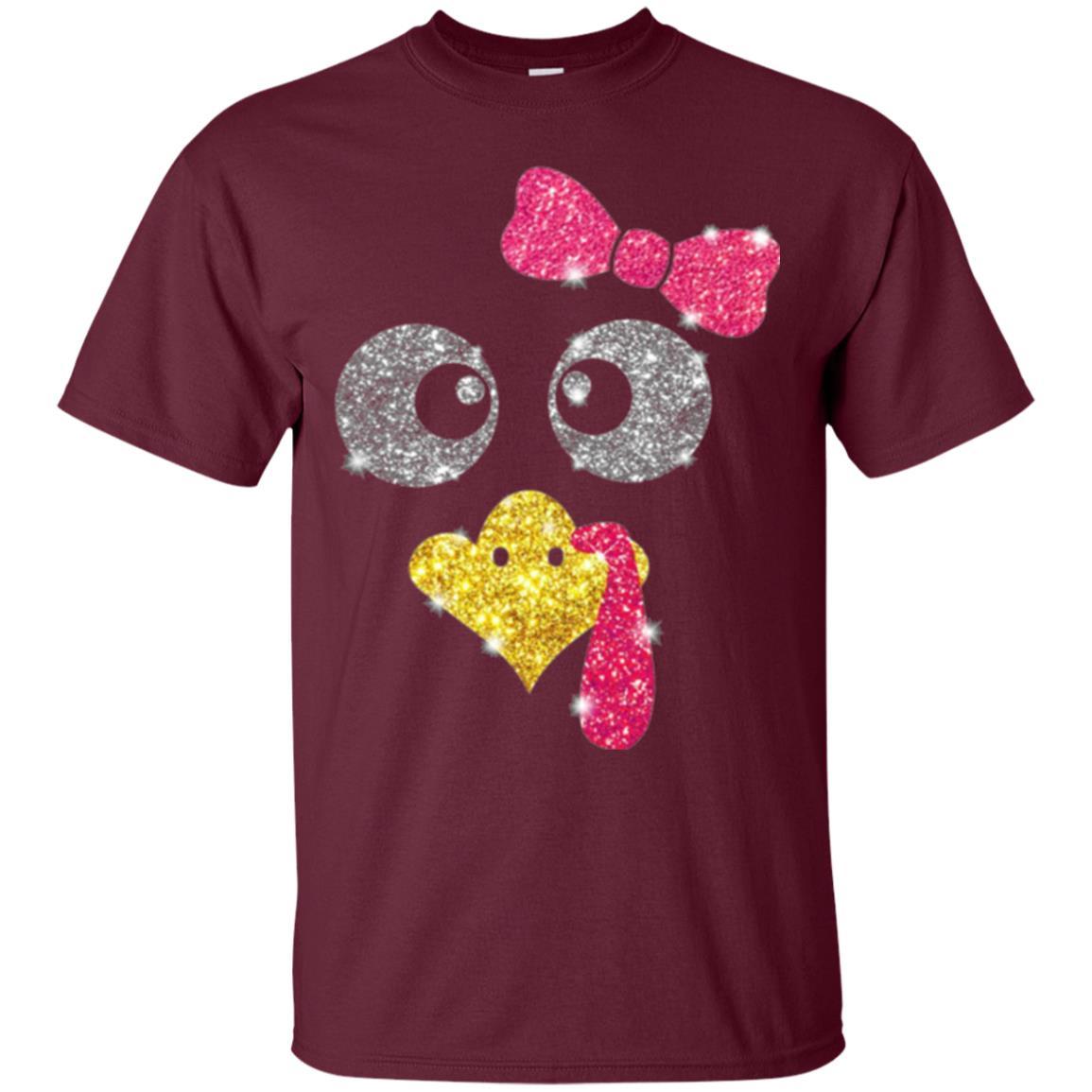 Thanksgiving T-shirt Turkey Face Girl T-shirt Maroon