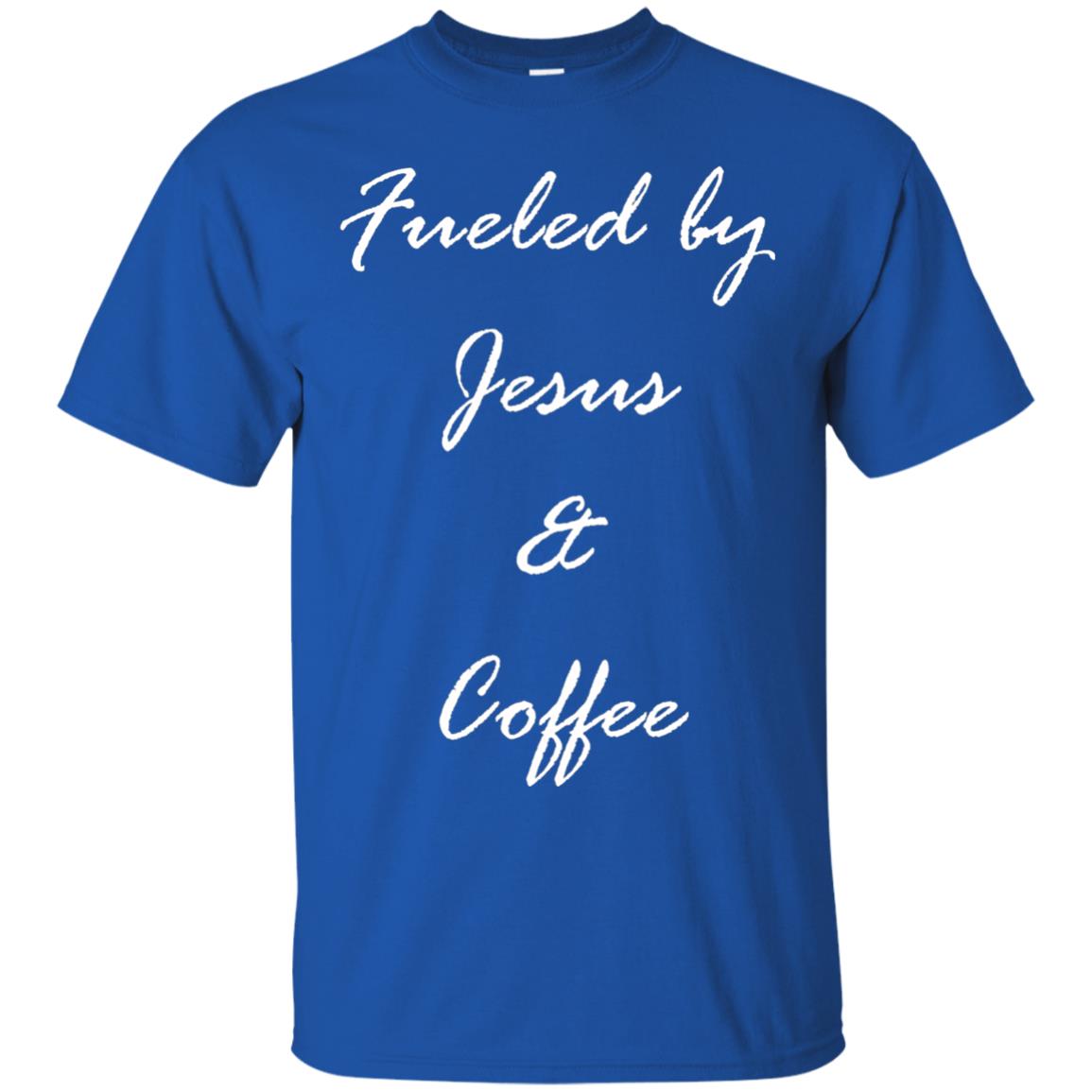 Fueled By Jesus Coffee Graphic Christian T-shirt Royal