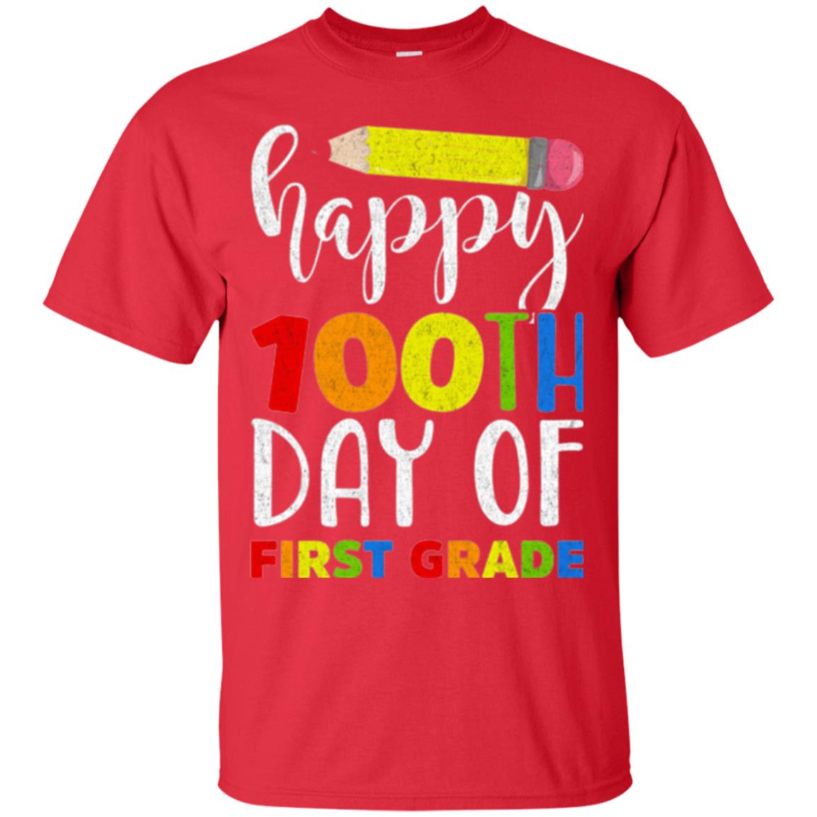 Children T-shirt Happy 100th Day Of First Grade Red