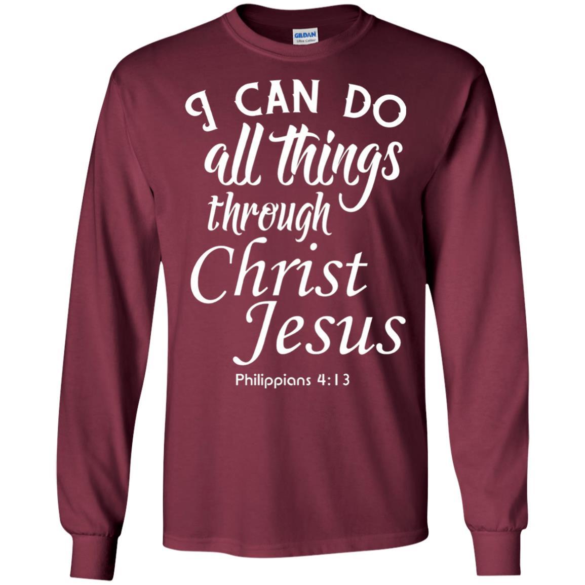 Christian T-shirt I Can Do All Things Through Christ Jesus Maroon