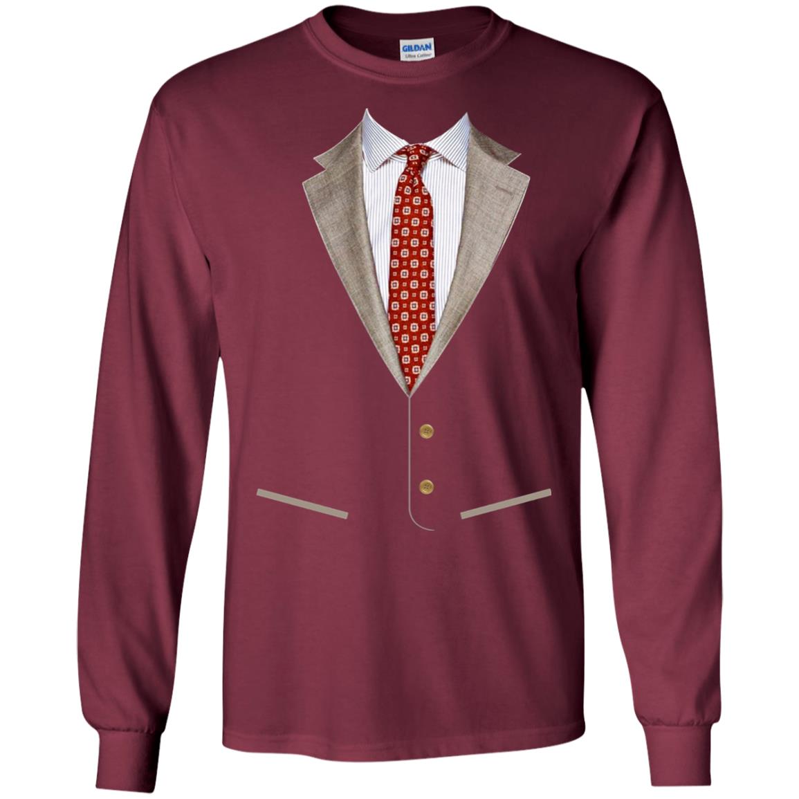 Tuxedo T-shirt Retro Prom Men With Bowtie Maroon