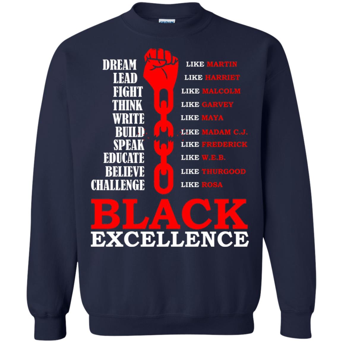 Black Excellence Black Af Proud African American T-shirt Navy