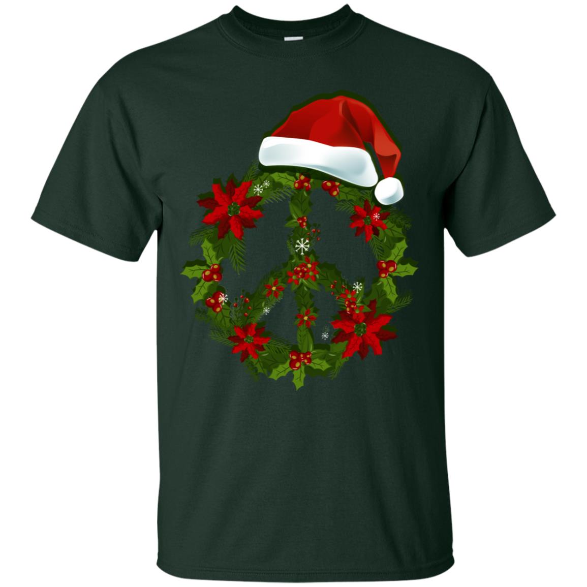 Peace Sign Christmas Wreath Gift Shirt For Men Women Kids Forest